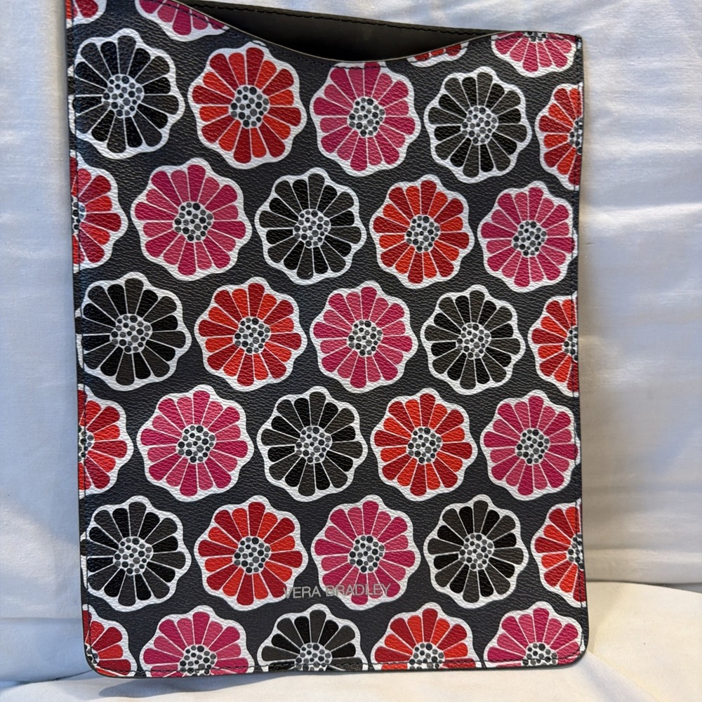 Vera Bradley Tablet Sleeve BLOSSOMS Black, Red, Pink Slim 8 x 10 in Ipad Kindle